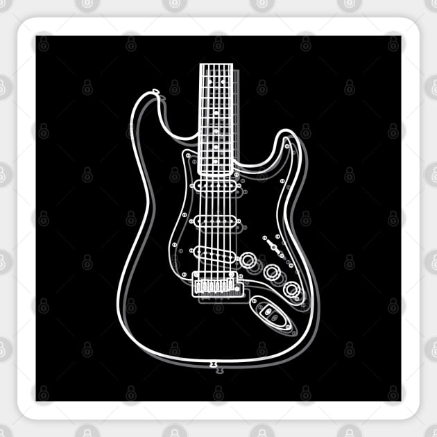 SStyle Electric Guitar Body Outline Dark Theme Guitar Outline Sticker TeePublic